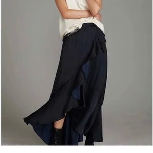 AnthropologieMaeve Black Wrap Ruffle Skirt